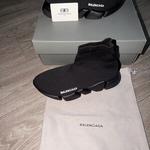 Balenciaga Men's Black Knit Sneakers